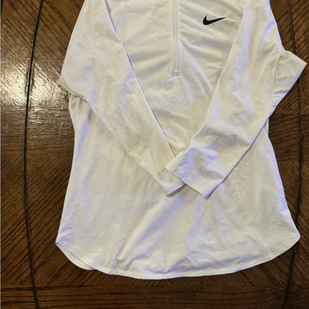 Nike Women's White Long Sleeve Tee with Black Logo